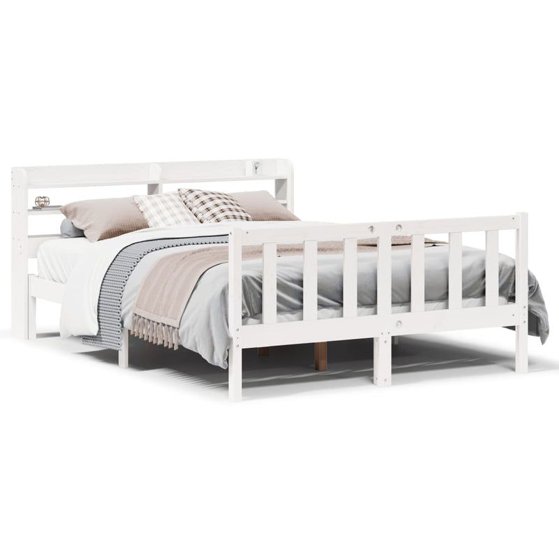 vidaXL fehér tömör fenyőfa ágy matrac nélkül 135 x 190 cm