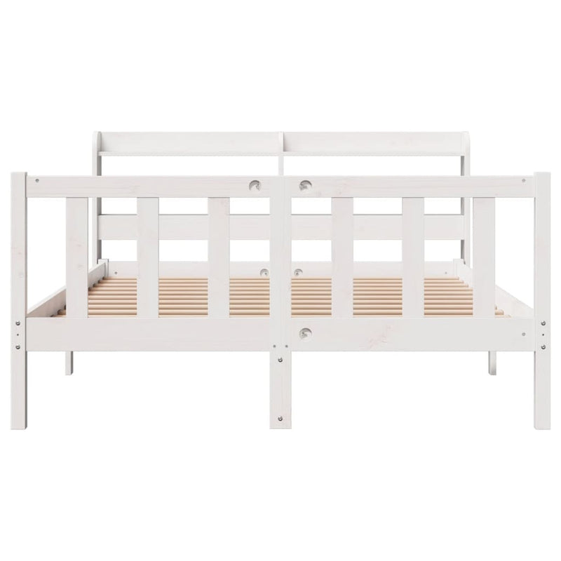 vidaXL fehér tömör fenyőfa ágy matrac nélkül 135 x 190 cm