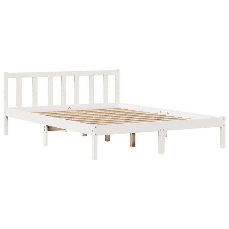 vidaXL fehér tömör fenyőfa ágy matrac nélkül 135 x 190 cm