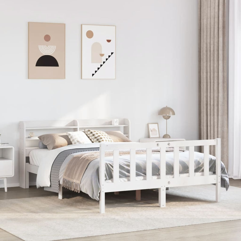 vidaXL fehér tömör fenyőfa ágy matrac nélkül 135 x 190 cm