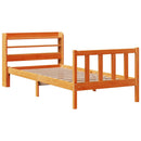 vidaXL viaszbarna tömör fenyőfa ágykeret fejtámlával 100 x 200 cm