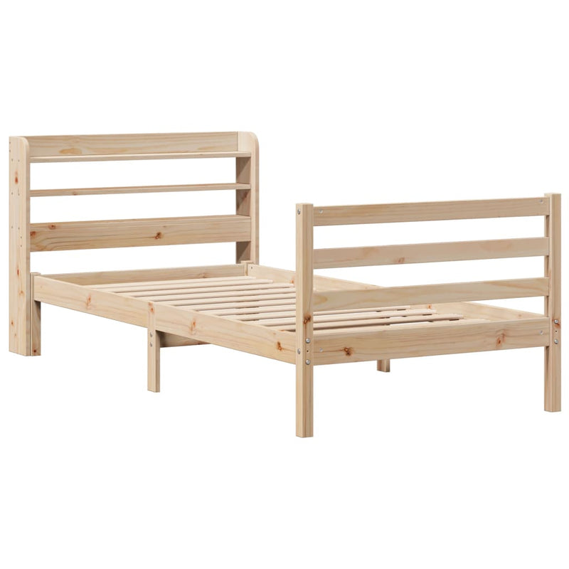 vidaXL tömör fenyőfa ágykeret fejtámlával 90 x 190 cm