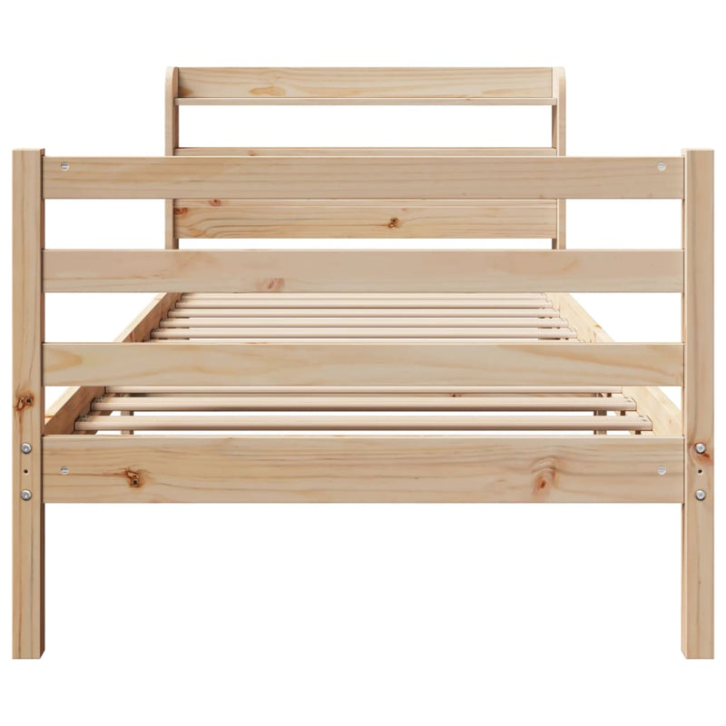 vidaXL tömör fenyőfa ágykeret fejtámlával 90 x 190 cm