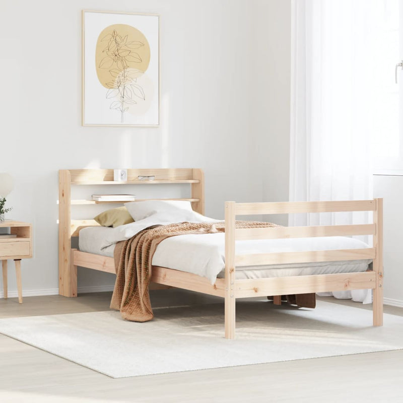 vidaXL tömör fenyőfa ágykeret fejtámlával 90 x 190 cm