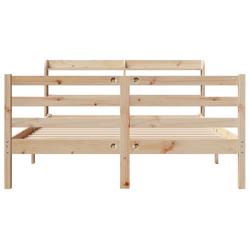 vidaXL tömör fenyőfa ágykeret fejtámlával 140 x 190 cm
