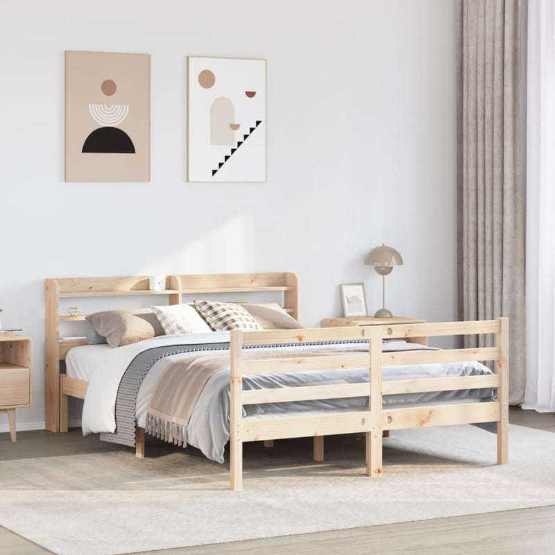 vidaXL tömör fenyőfa ágykeret fejtámlával 160 x 200 cm