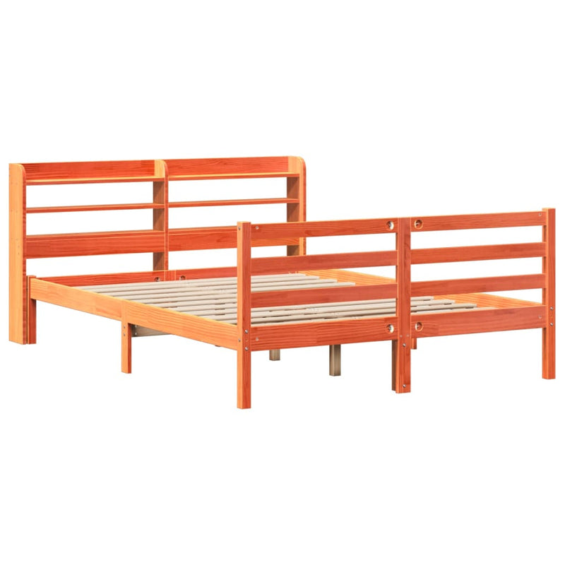 vidaXL viaszbarna tömör fenyőfa ágy matrac nélkül 160 x 200 cm