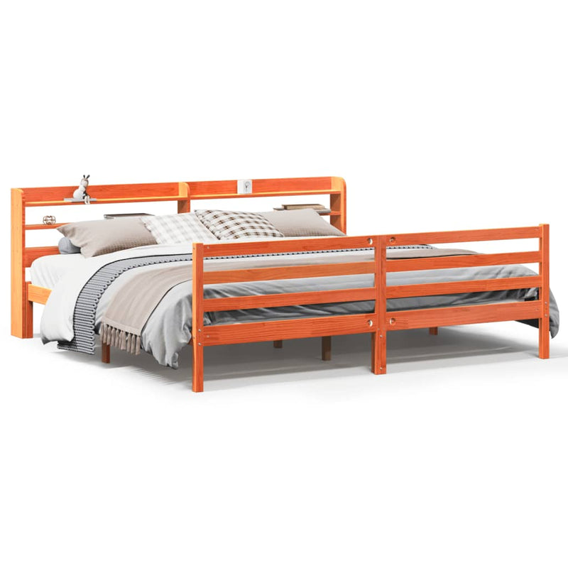 vidaXL viaszbarna tömör fenyőfa ágy matrac nélkül 180 x 200 cm