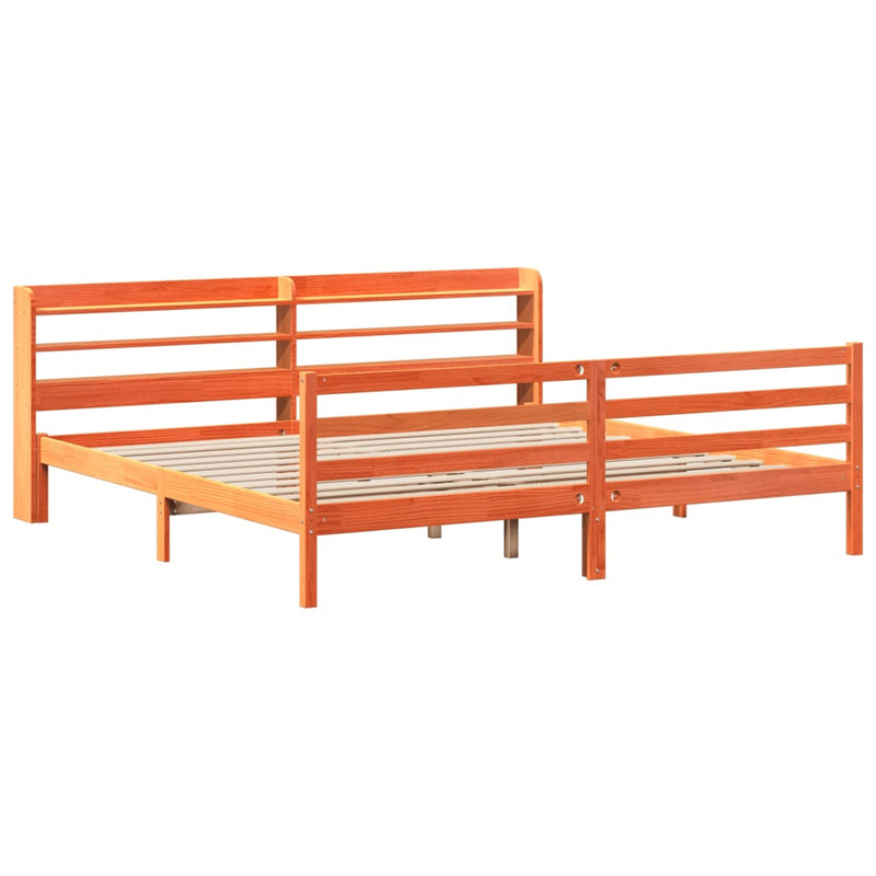 vidaXL viaszbarna tömör fenyőfa ágy matrac nélkül 180 x 200 cm