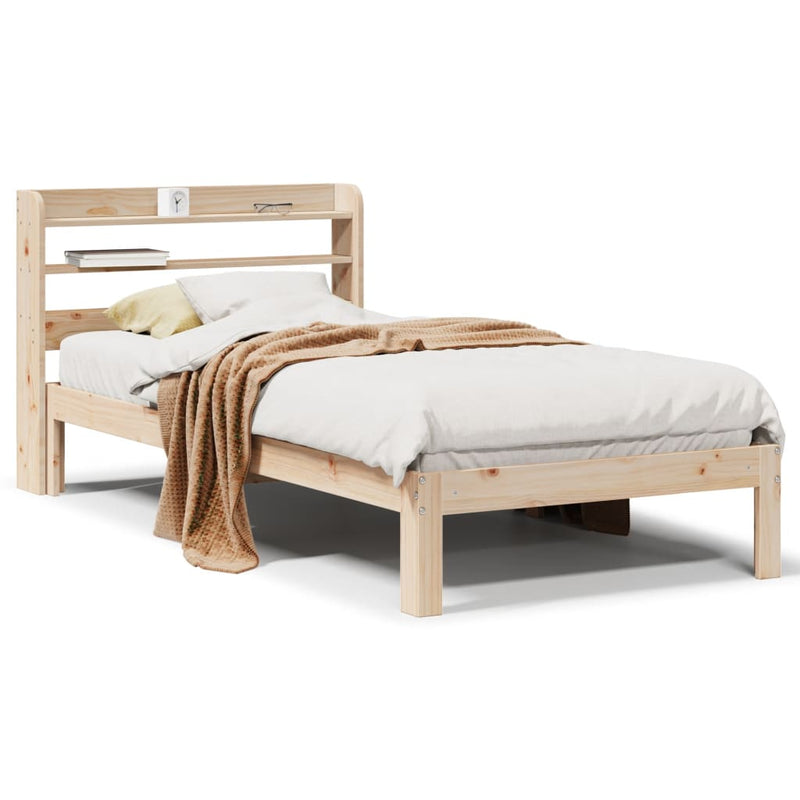 vidaXL tömör fenyőfa ágykeret fejtámlával 75 x 190 cm
