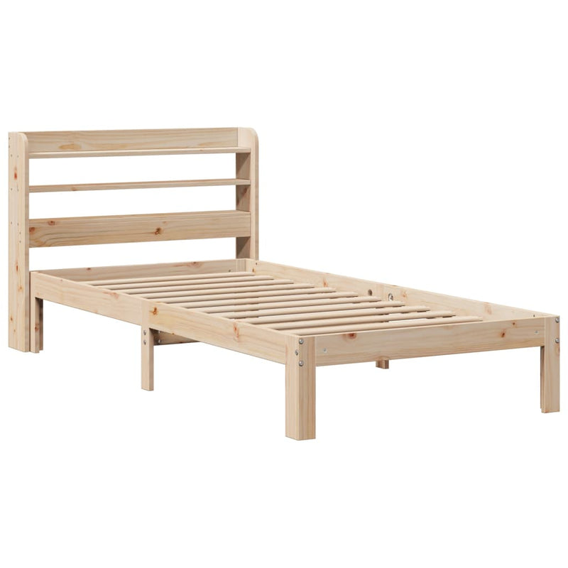 vidaXL tömör fenyőfa ágykeret fejtámlával 75 x 190 cm