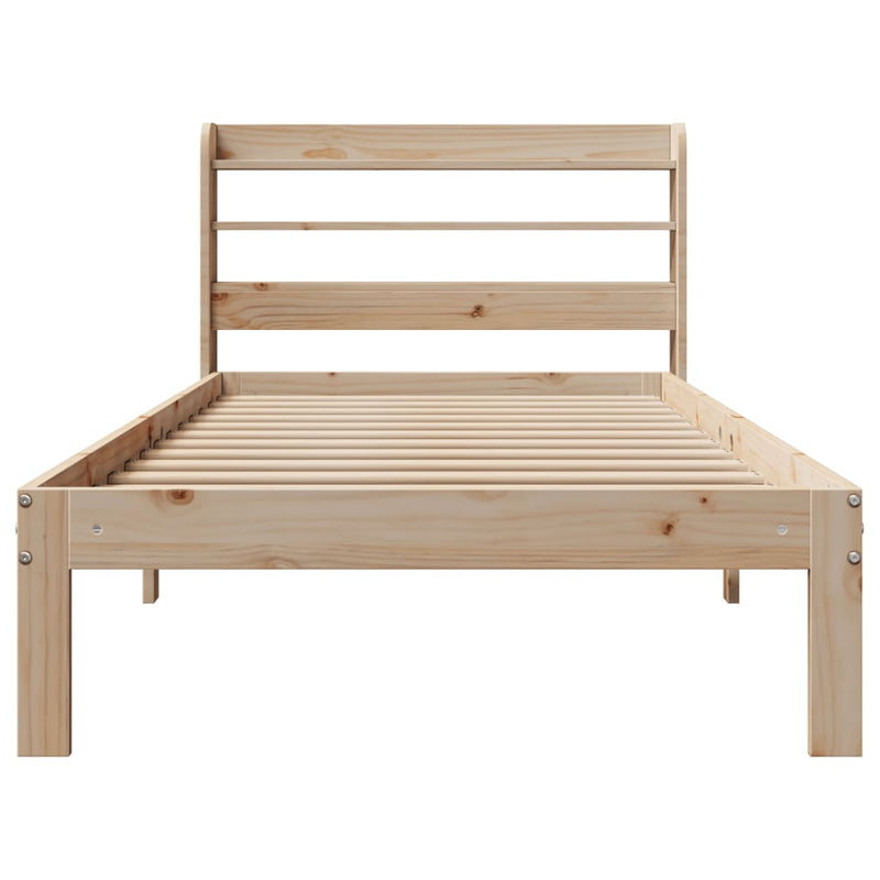 vidaXL tömör fenyőfa ágykeret fejtámlával 75 x 190 cm