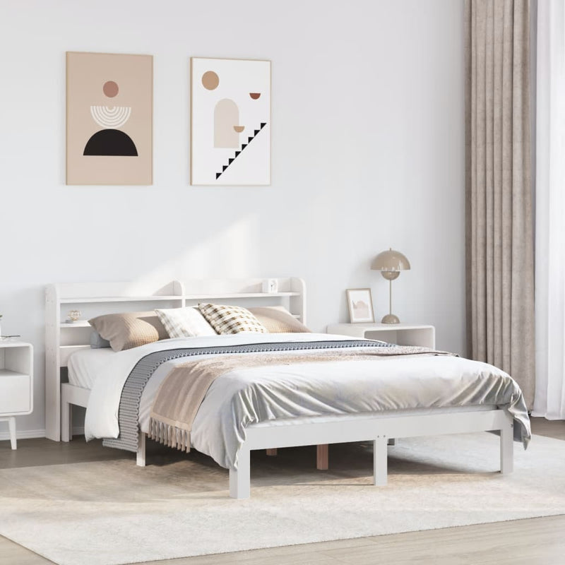vidaXL fehér tömör fenyőfa ágykeret fejtámlával 120 x 190 cm