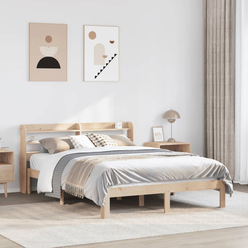 vidaXL tömör fenyőfa ágykeret fejtámlával 140 x 190 cm