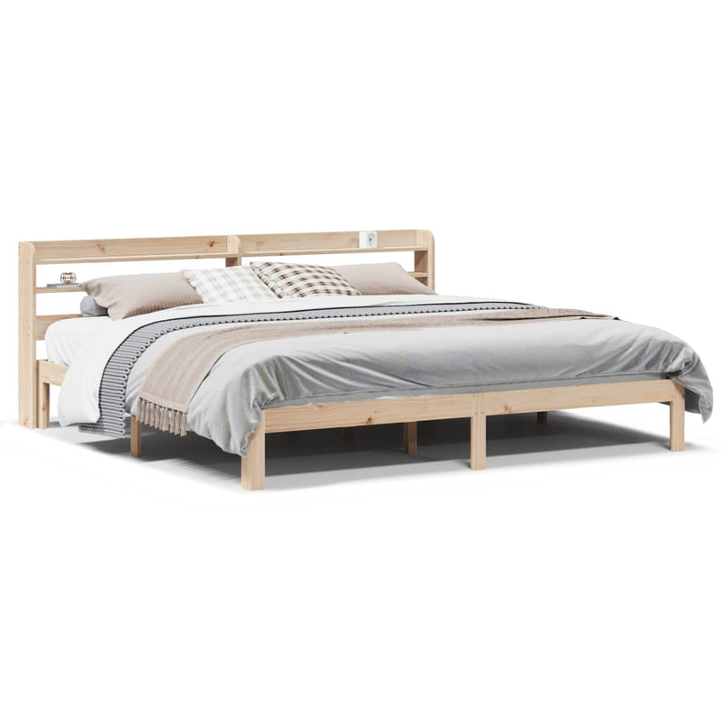 vidaXL tömör fenyőfa ágykeret fejtámlával 200 x 200 cm