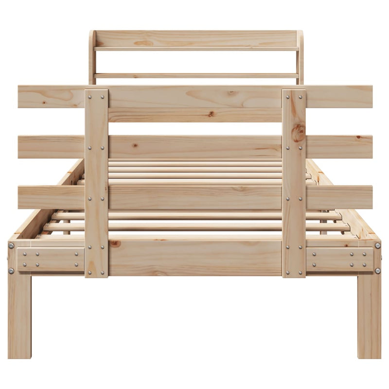 vidaXL tömör fenyőfa ágykeret fejtámlával 75 x 190 cm