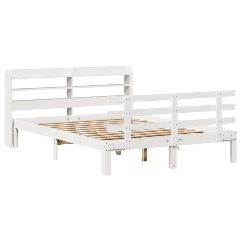 vidaXL fehér tömör fenyőfa ágykeret fejtámlával 120 x 190 cm