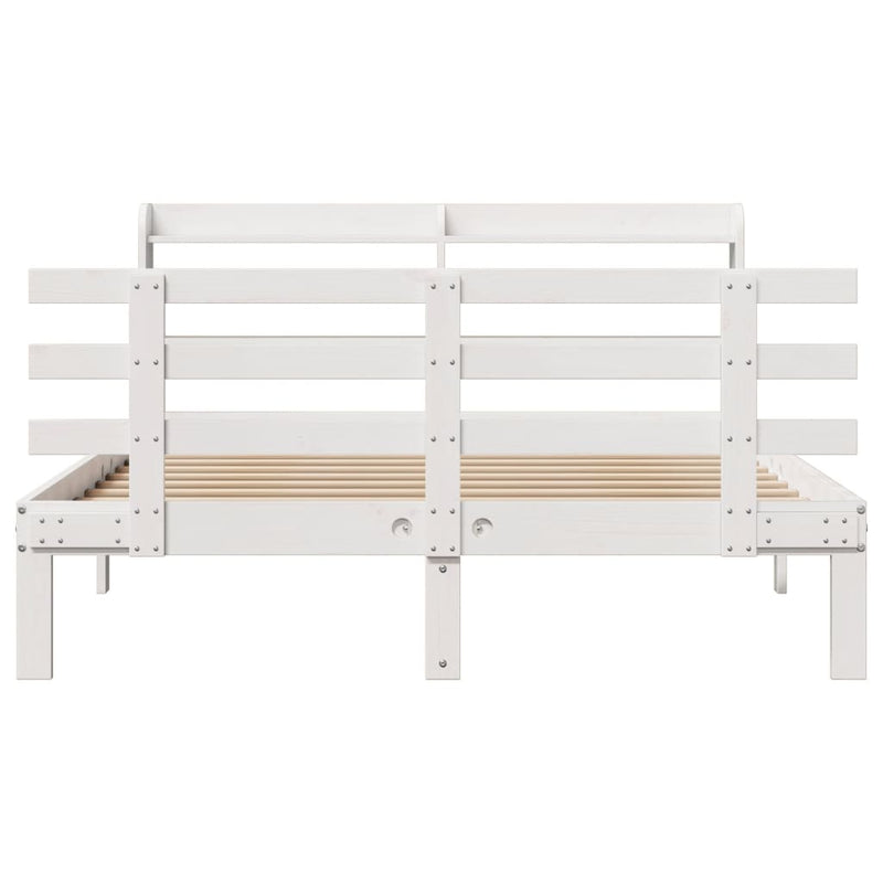 vidaXL fehér tömör fenyőfa ágykeret fejtámlával 135 x 190 cm