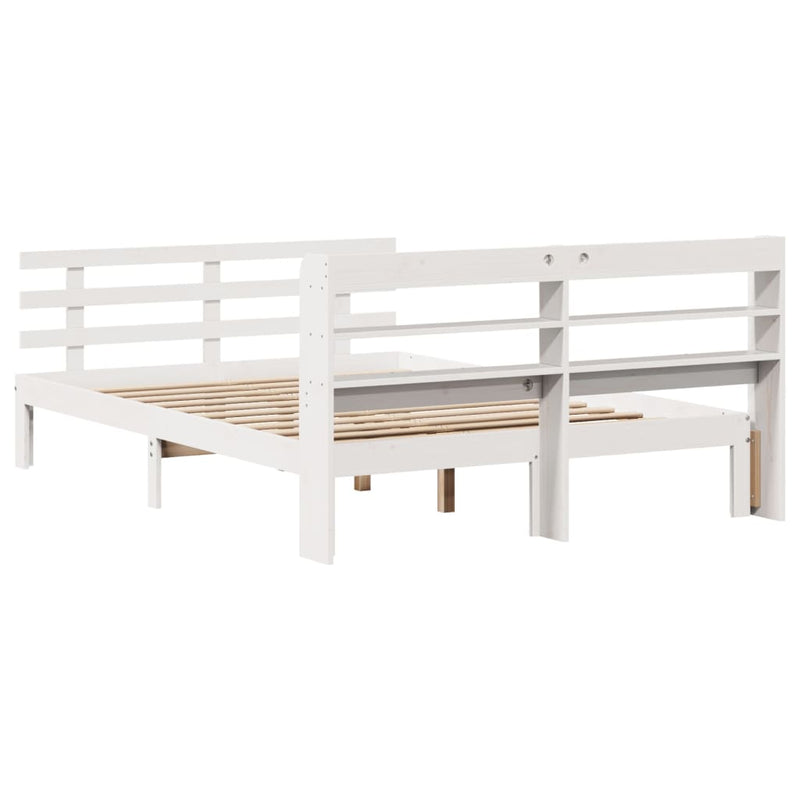 vidaXL fehér tömör fenyőfa ágykeret fejtámlával 135 x 190 cm