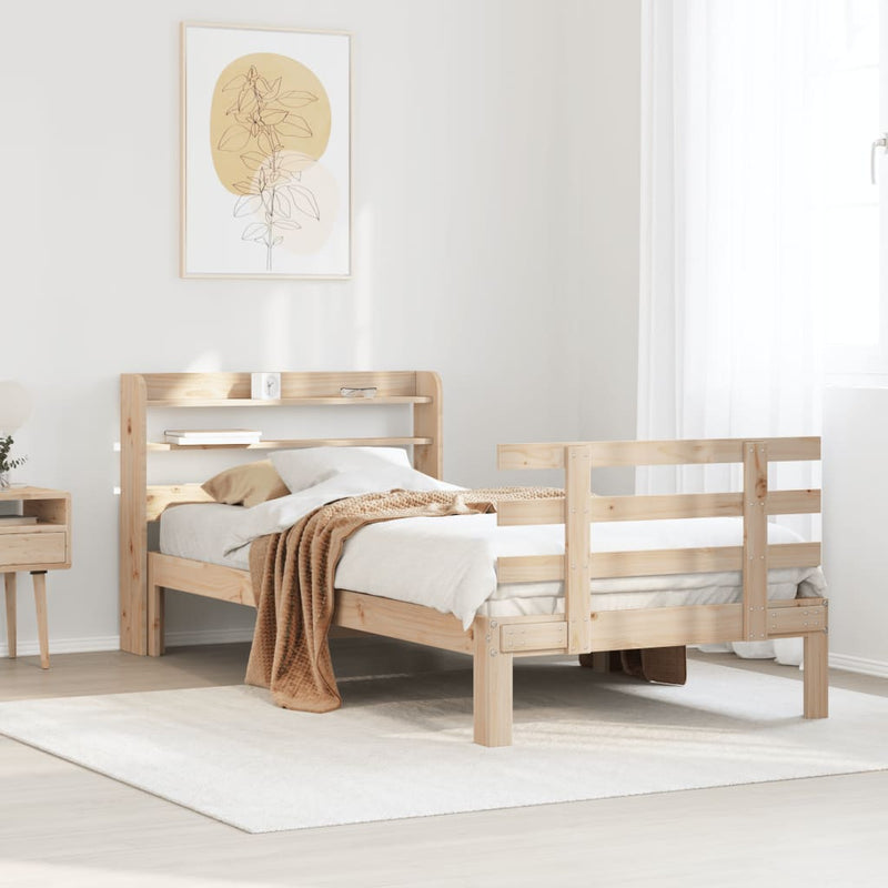 vidaXL tömör fenyőfa ágykeret fejtámlával 90 x 200 cm