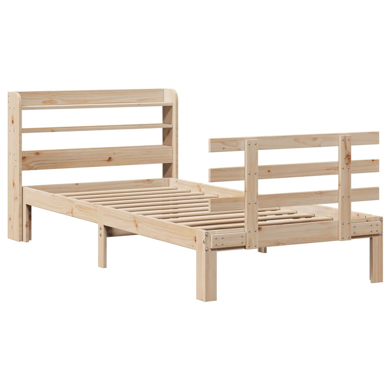 vidaXL tömör fenyőfa ágykeret fejtámlával 100 x 200 cm