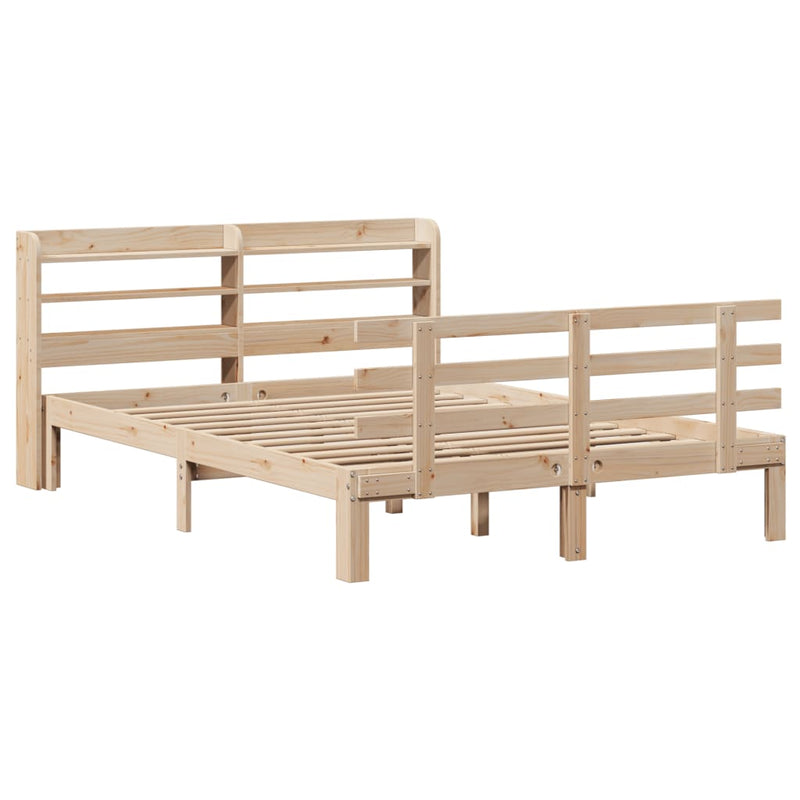 vidaXL tömör fenyőfa ágykeret fejtámlával 120 x 200 cm