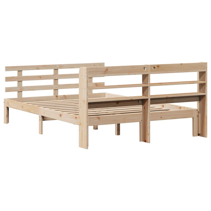 vidaXL tömör fenyőfa ágykeret fejtámlával 120 x 200 cm