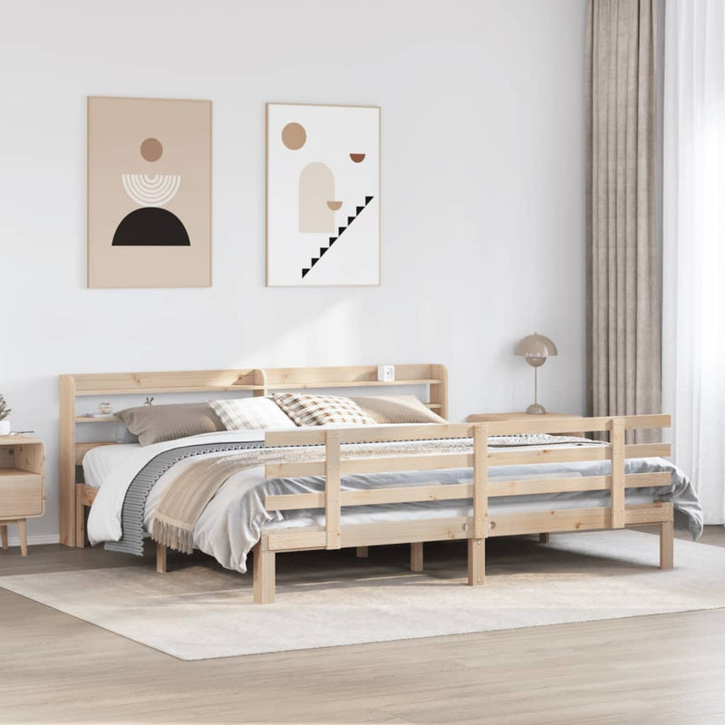 vidaXL tömör fenyőfa ágykeret fejtámlával 180 x 200 cm