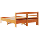 vidaXL viaszbarna tömör fenyőfa ágy matrac nélkül 135 x 190 cm