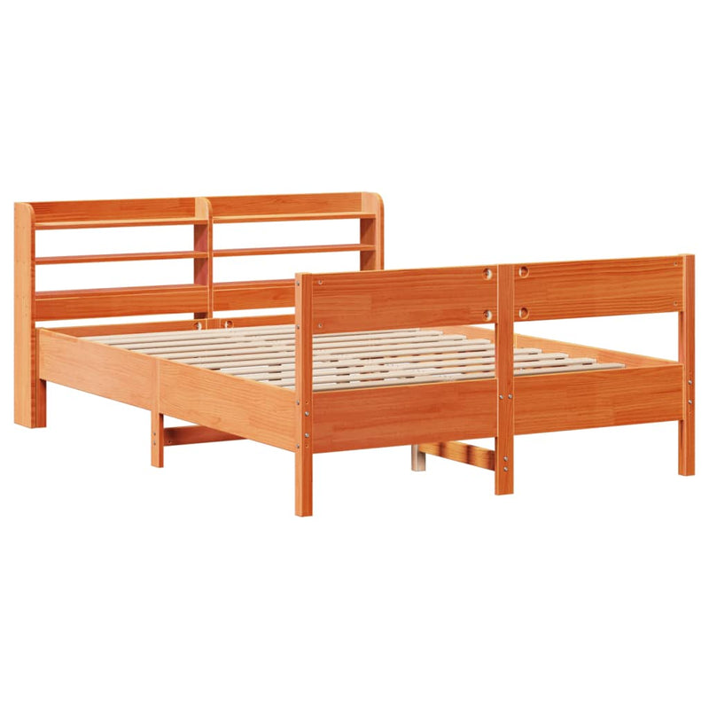 vidaXL viaszbarna tömör fenyőfa ágy matrac nélkül 150 x 200 cm