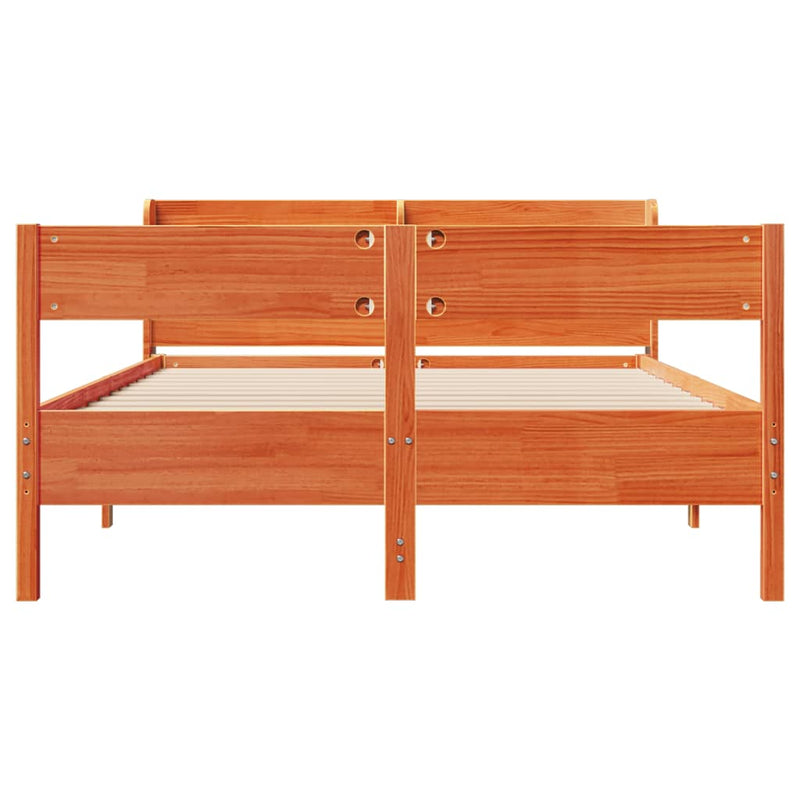 vidaXL viaszbarna tömör fenyőfa ágy matrac nélkül 150 x 200 cm