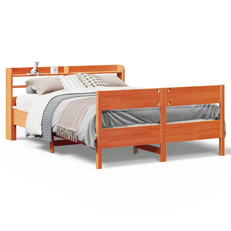 vidaXL viaszbarna tömör fenyőfa ágy matrac nélkül 120 x 200 cm