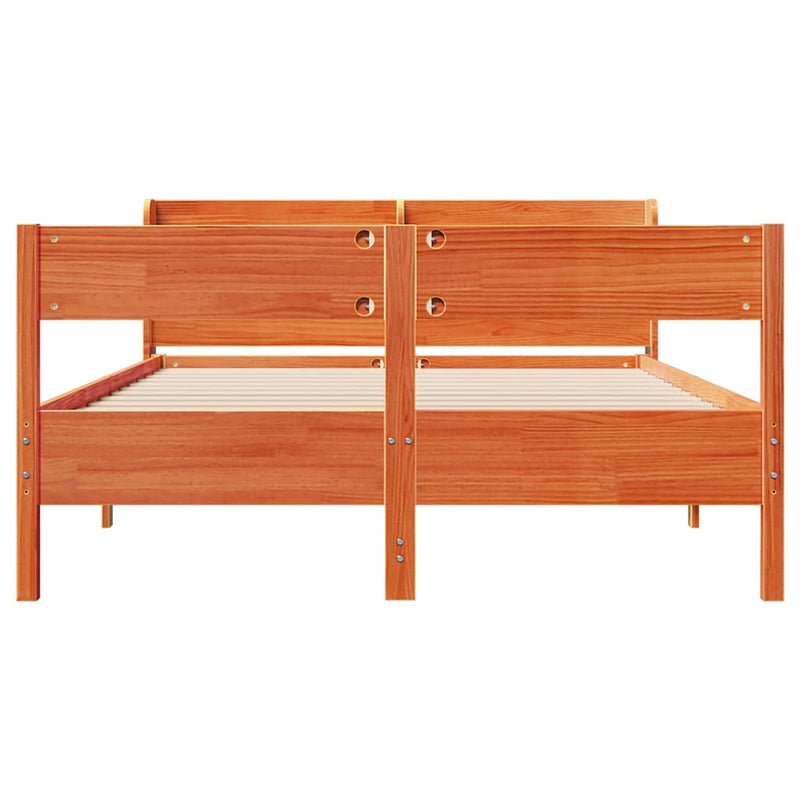 vidaXL viaszbarna tömör fenyőfa ágy matrac nélkül 120 x 200 cm