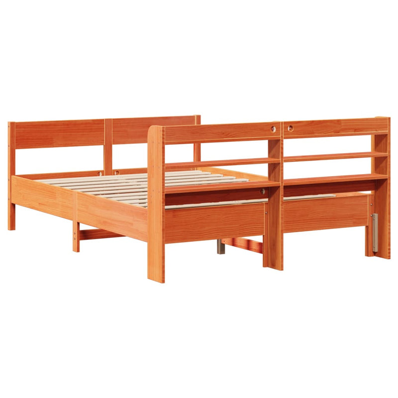 vidaXL viaszbarna tömör fenyőfa ágy matrac nélkül 140 x 190 cm