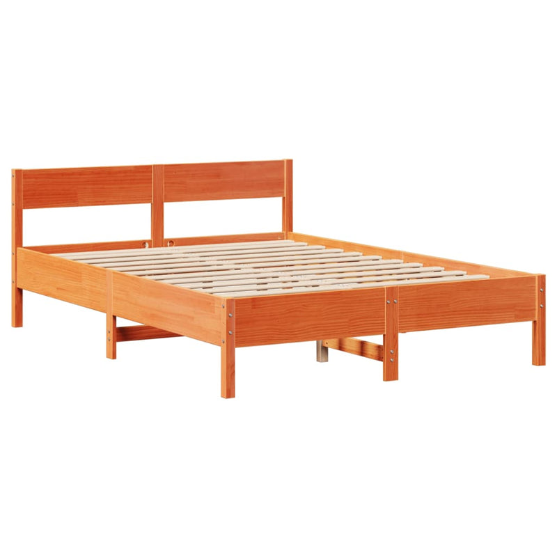 vidaXL viaszbarna tömör fenyőfa ágy matrac nélkül 140 x 190 cm