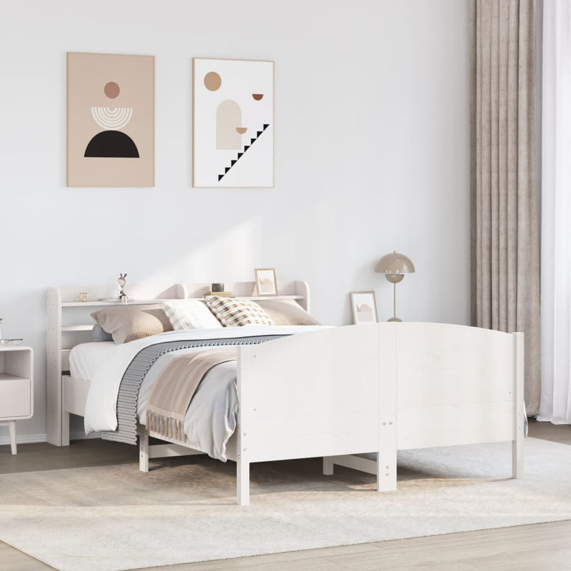 vidaXL fehér tömör fenyőfa ágy matrac nélkül 140x190 cm