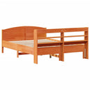 vidaXL viaszbarna tömör fenyőfa ágy matrac nélkül 135 x 190 cm