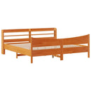 vidaXL viaszbarna tömör fenyőfa ágykeret fejtámlával 200 x 200 cm