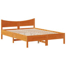 vidaXL viaszbarna tömör fenyőfa ágykeret fejtámlával 135 x 190 cm