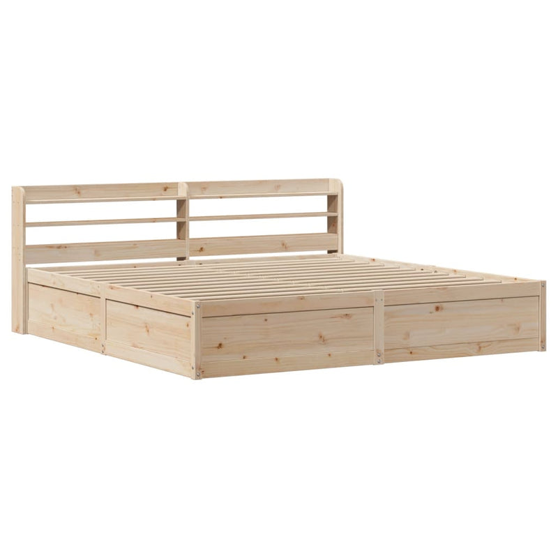 vidaXL tömör fenyőfa ágykeret fejtámlával 200 x 200 cm