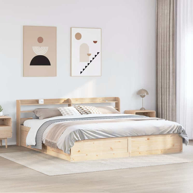 vidaXL tömör fenyőfa ágykeret fejtámlával 200 x 200 cm