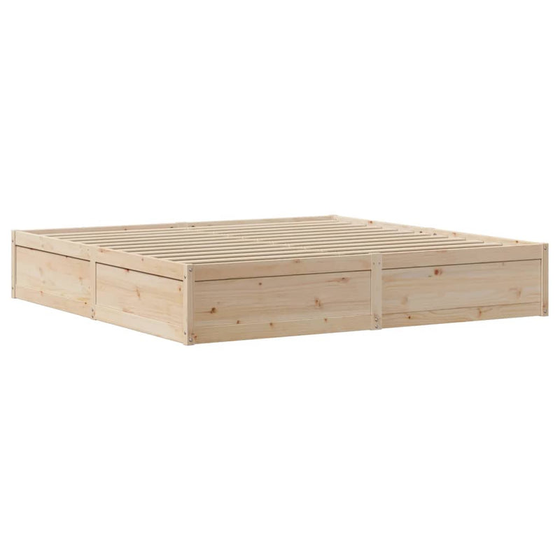 vidaXL tömör fenyőfa ágykeret fejtámlával 200 x 200 cm