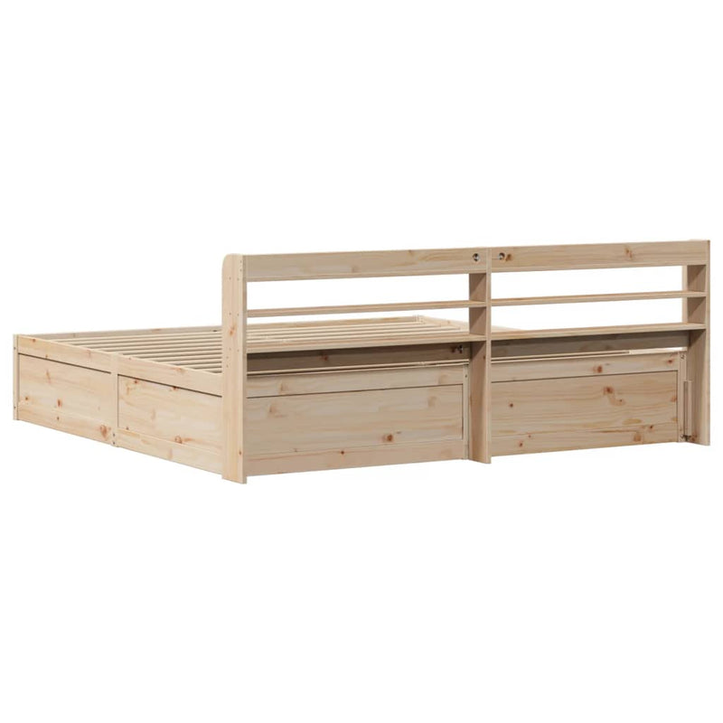 vidaXL tömör fenyőfa ágykeret fejtámlával 200 x 200 cm
