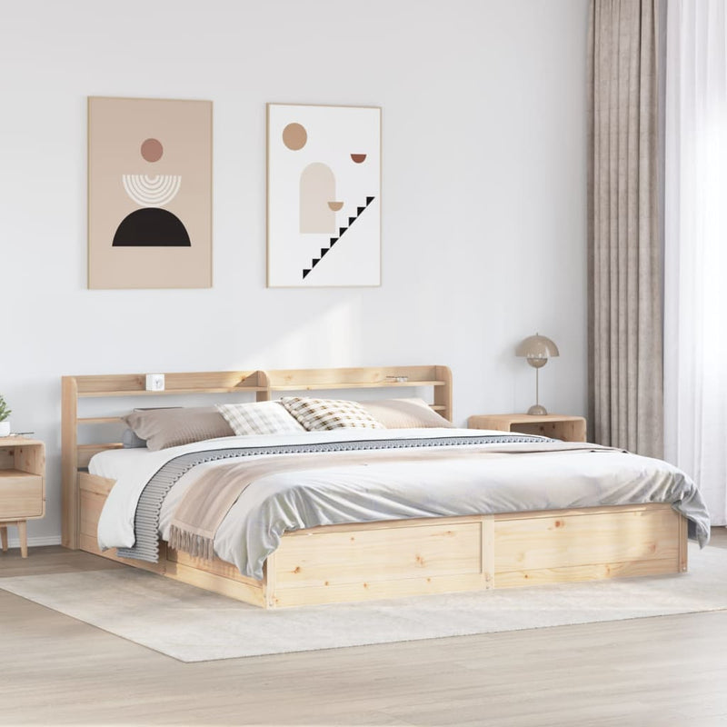 vidaXL tömör fenyőfa ágykeret fejtámlával 180 x 200 cm