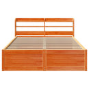 vidaXL viaszbarna tömör fenyőfa ágykeret fejtámlával 135 x 190 cm