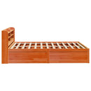 vidaXL viaszbarna tömör fenyőfa ágykeret fejtámlával 135 x 190 cm