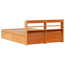 vidaXL viaszbarna tömör fenyőfa ágykeret fejtámlával 135 x 190 cm