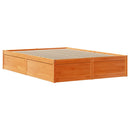 vidaXL viaszbarna tömör fenyőfa ágykeret fejtámlával 120 x 190 cm