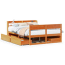 vidaXL viaszbarna tömör fenyőfa ágy matrac nélkül 135 x 190 cm