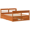vidaXL viaszbarna tömör fenyőfa ágy matrac nélkül 135 x 190 cm